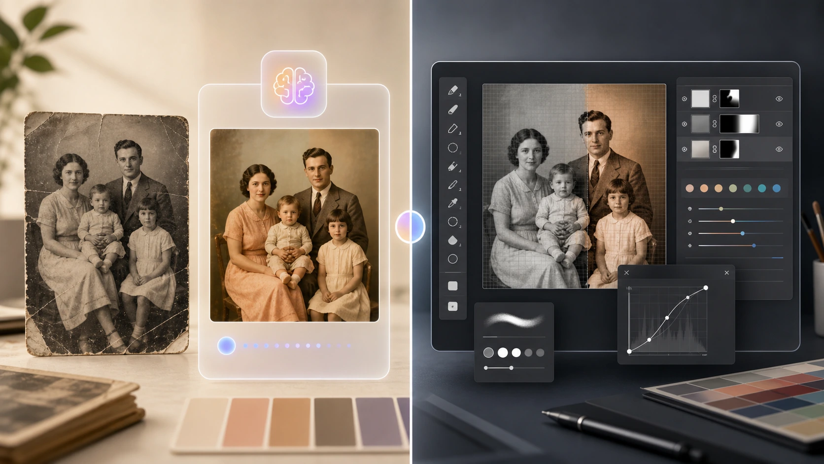Eski Aile Fotoğrafları için AI Fotoğraf Renklendirici mi Photoshop mu?