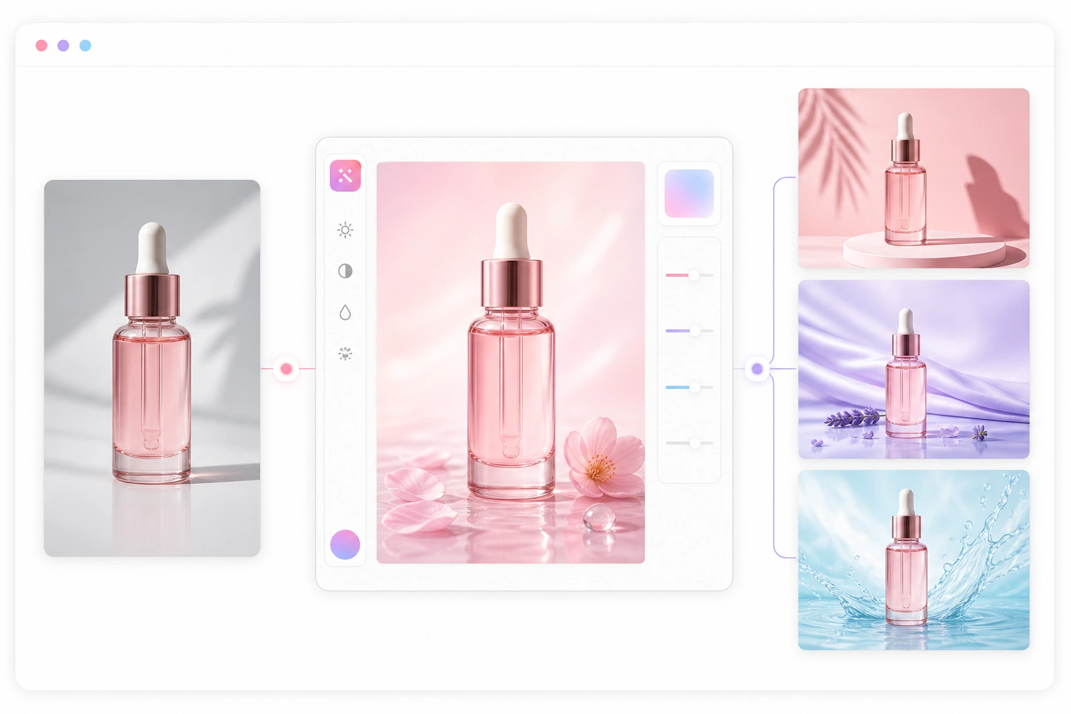 Browser-based EzEnhancer AI photo editor workflow for ad creative variations