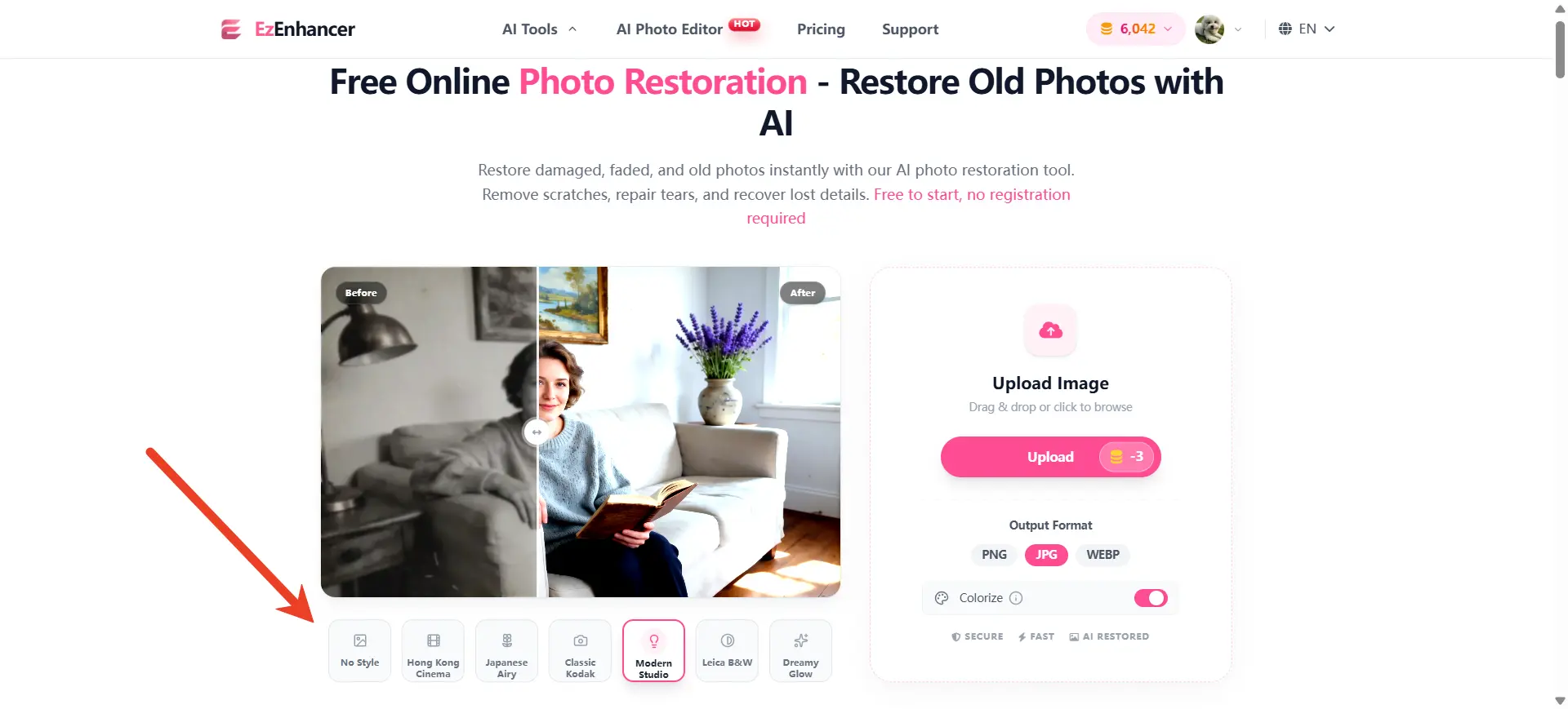 restauration de photos ezenhancer