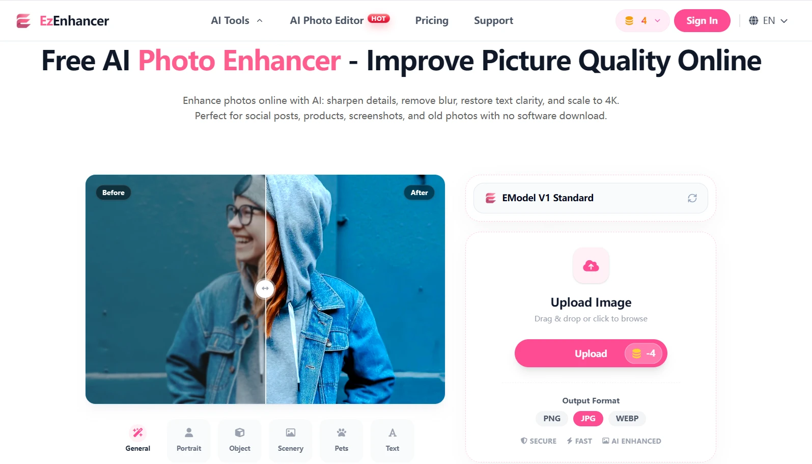 ezenhancer best free ai photo enhancer