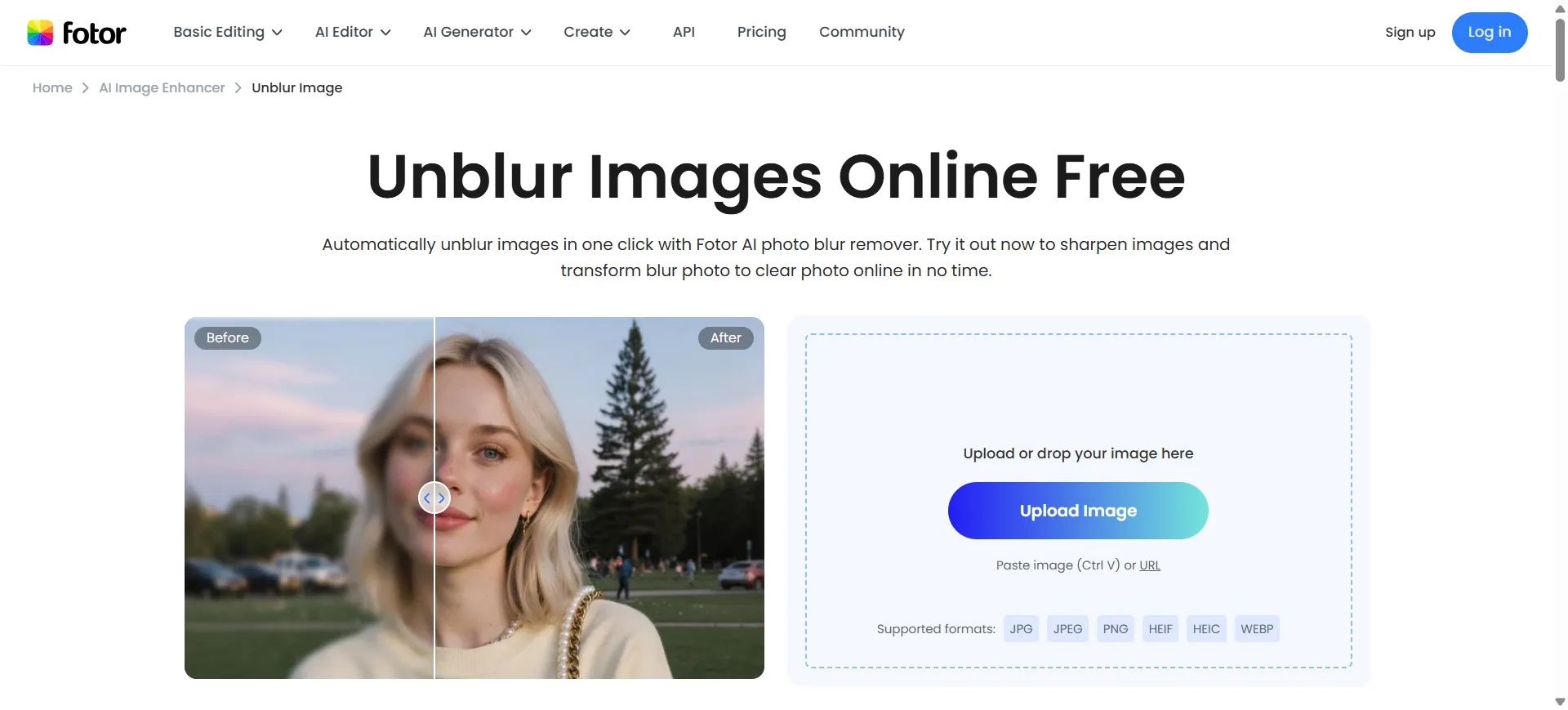fotor ai unblur image