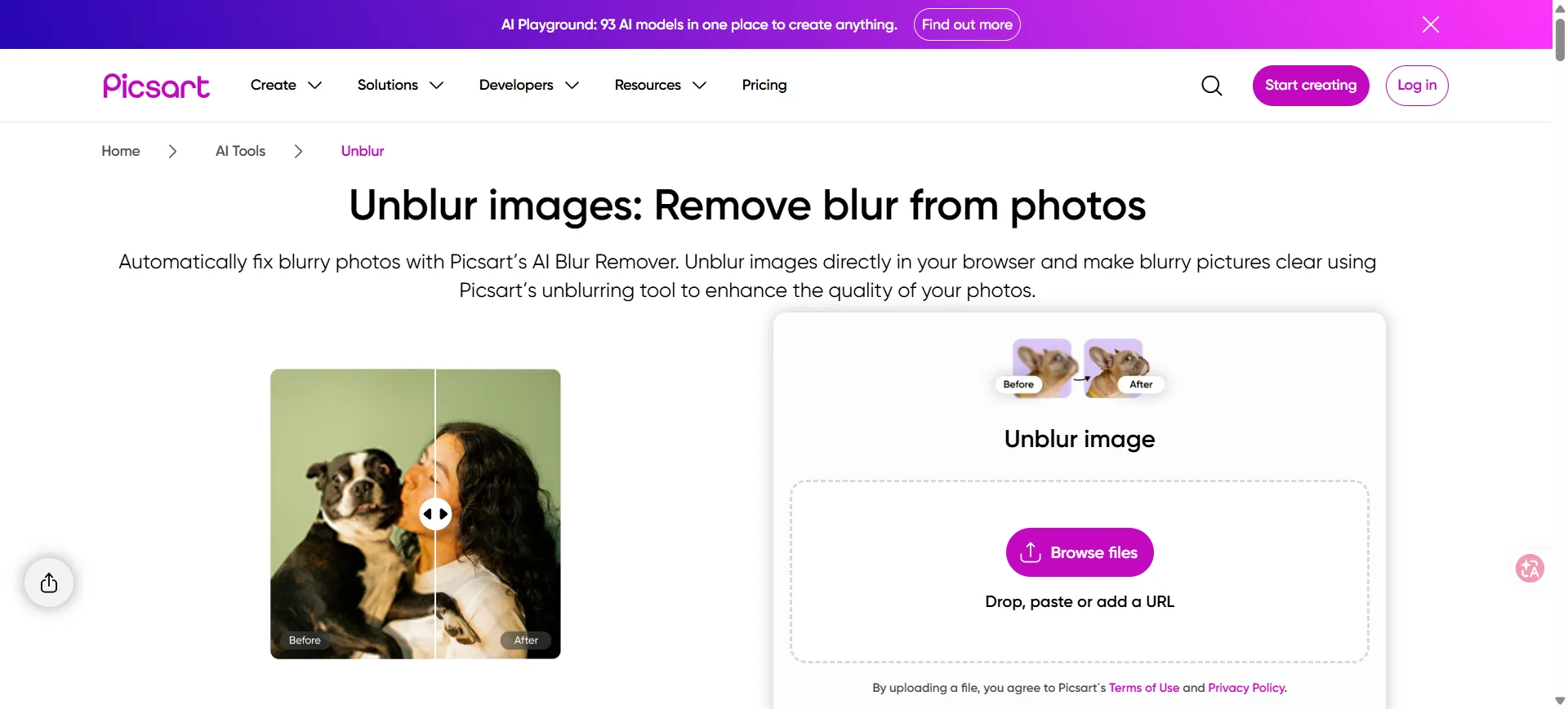 picsart ai unblur image