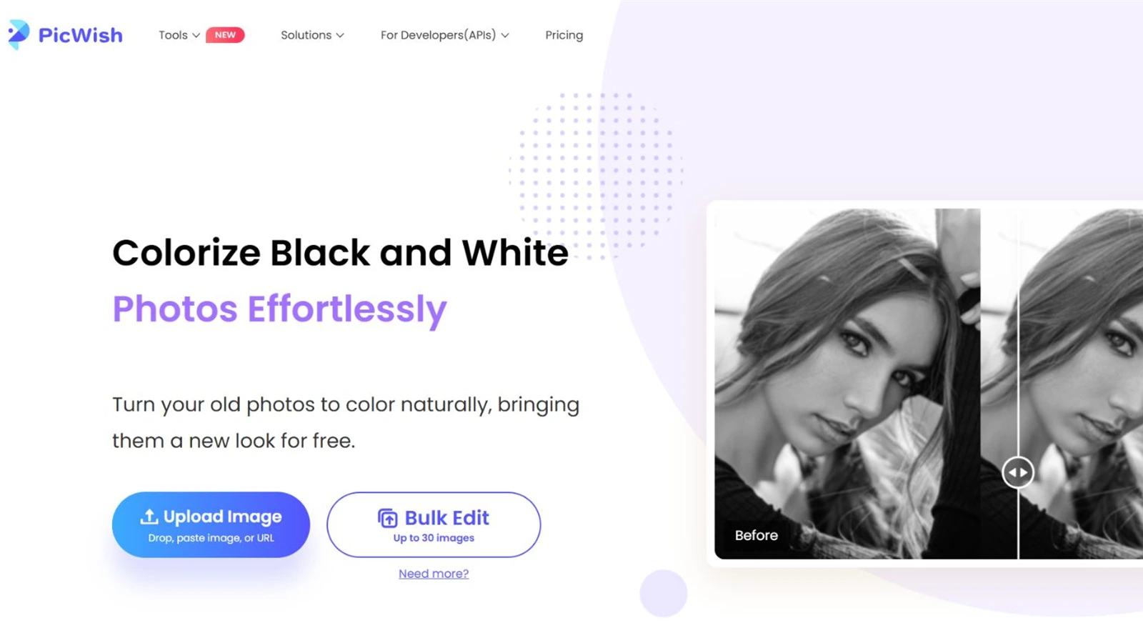 PicWish dengan upload, perbandingan, dan batch