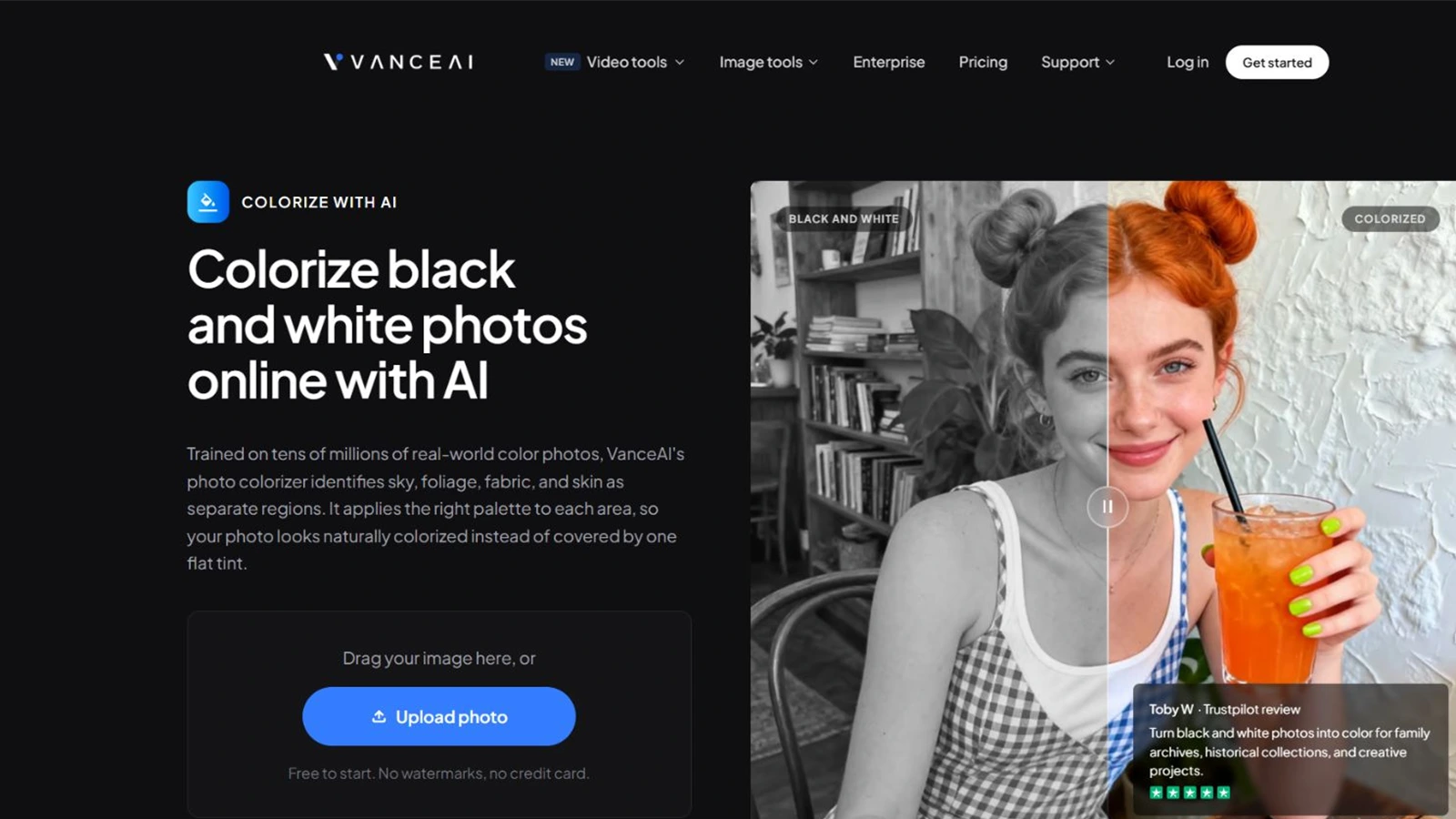 VanceAI dengan perbandingan potret
